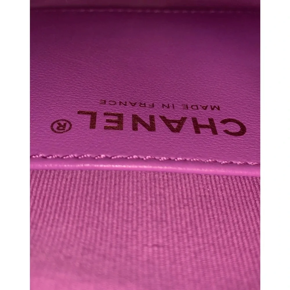 Chanel Purple Heart Bag large 22S CC Lambskin Leather Crossbody Authentic NEW - Picture 12 of 15